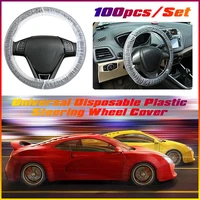 100pcsset universal disposable plastic steering wheel cover