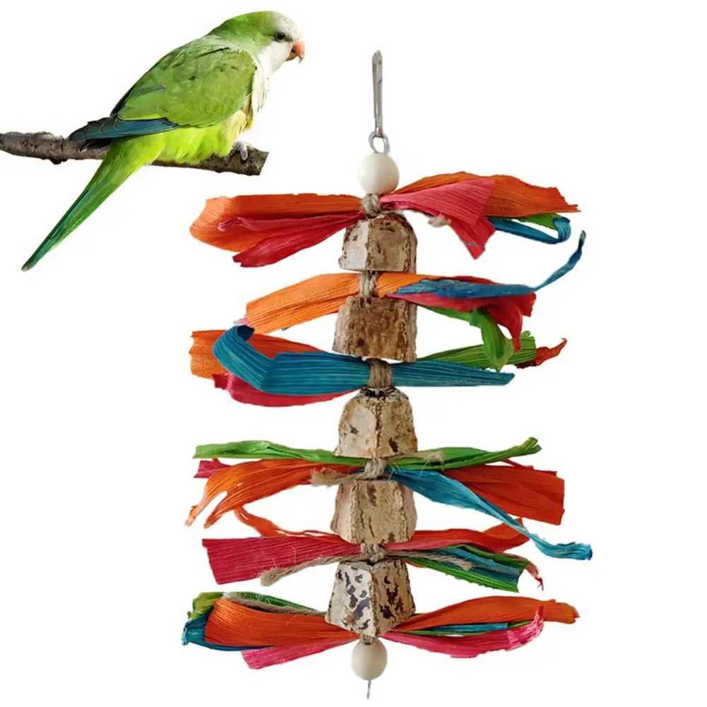 

New Colorful Hanging Chew Toys Corn Husk Teeth Grinder Toys Birds Cage Accessories For Relieve Boredom