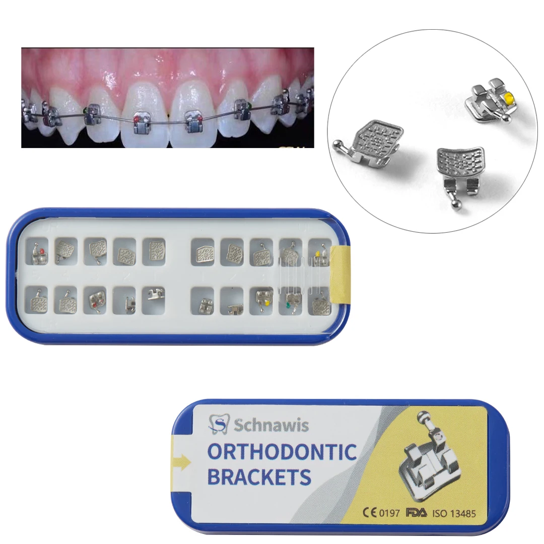 

Dental Orthodontic MBT Edgewise Roth Mini Metal Brackets para Ortodoncia 20Pcs/Set Braces 022"018" Slot 345 Dentistry Material