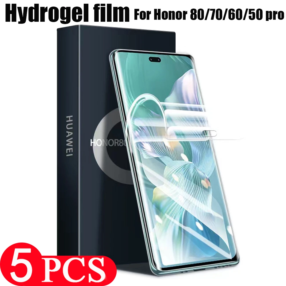 

5 шт., Гидрогелевая Защитная пленка для экрана телефона Honor 80 SE GT 70 60 50 lite pro plus
