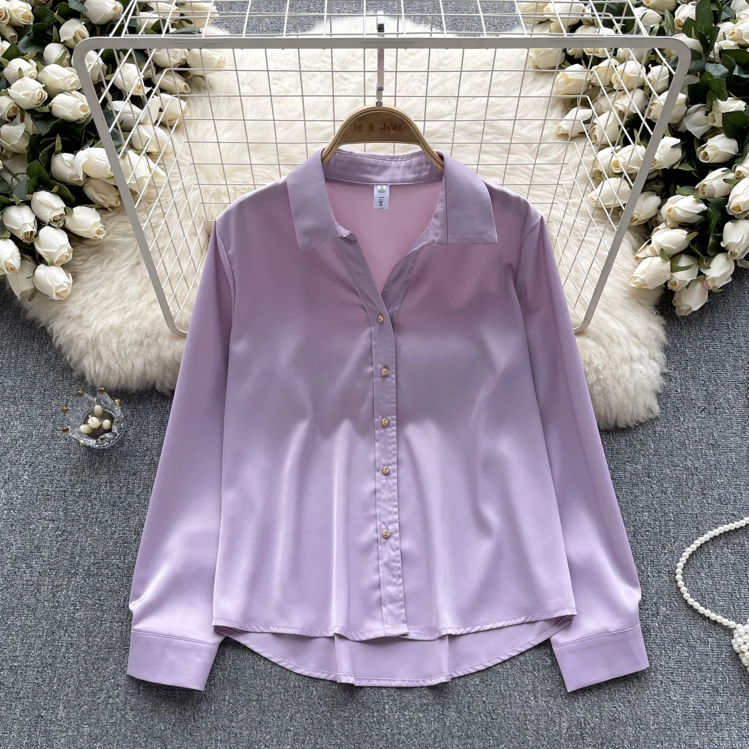

Women Turn Down Collar Long Sleeve Single Breasted Loose Blouse Slim Elegant French Fashion Top Sexy Spring Autumn Women Shirt