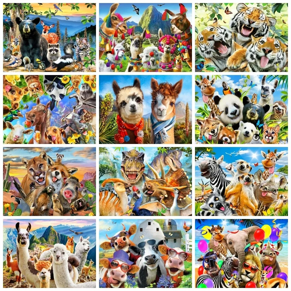 

EverShine Full Square Diamond Embroidery Animal Needlework Diamond Mosaic Cow Elephant Panda Art Cross Stitch Kits Zoo Paintings