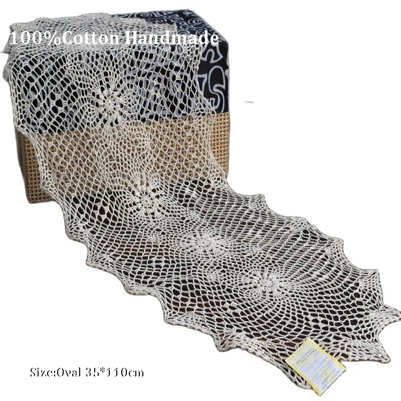 

TOP oval lace handmade crochet Placemat Table place Mat cloth Doily Cup New year Coaster Wedding Christmas Pad kitchen Accessory