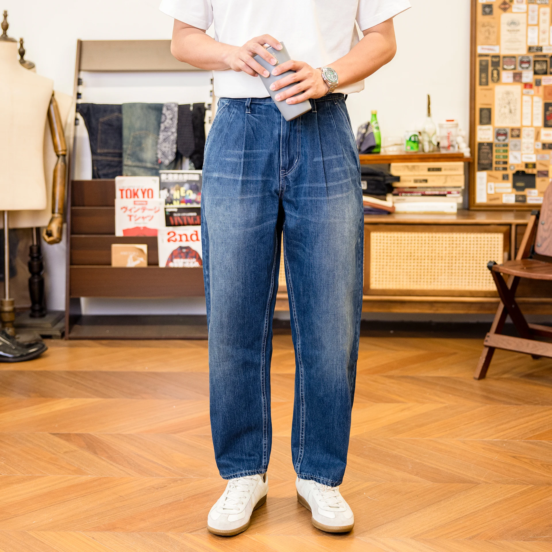 Джинсы RedTornado супер тяжелые 15 унций штаны цвета индиго потертые санформированные