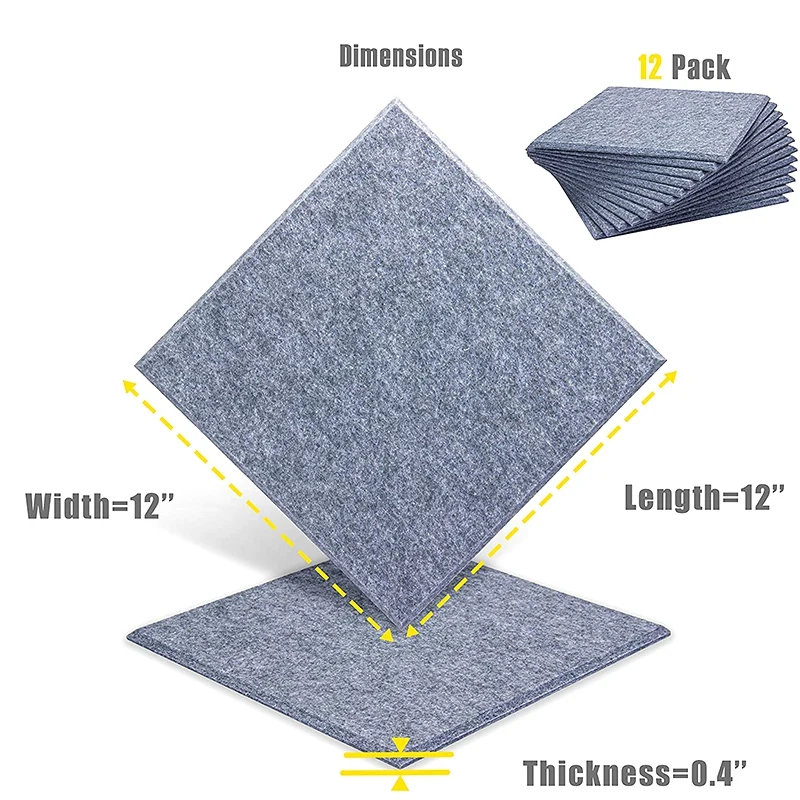 

12 Pcs Acoustic Absorption Panels,Beveled Ceramic Tiles for Sound Insulation,Suitable for Homes and Offices,30X30X0.9cm