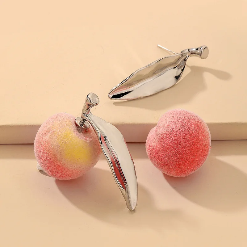 

Peach Earrings 925 Silver Needle Senior Temperament Elegant Fun Sweet Lovely Three-dimensional Fruit Earrings Gift Wholesale