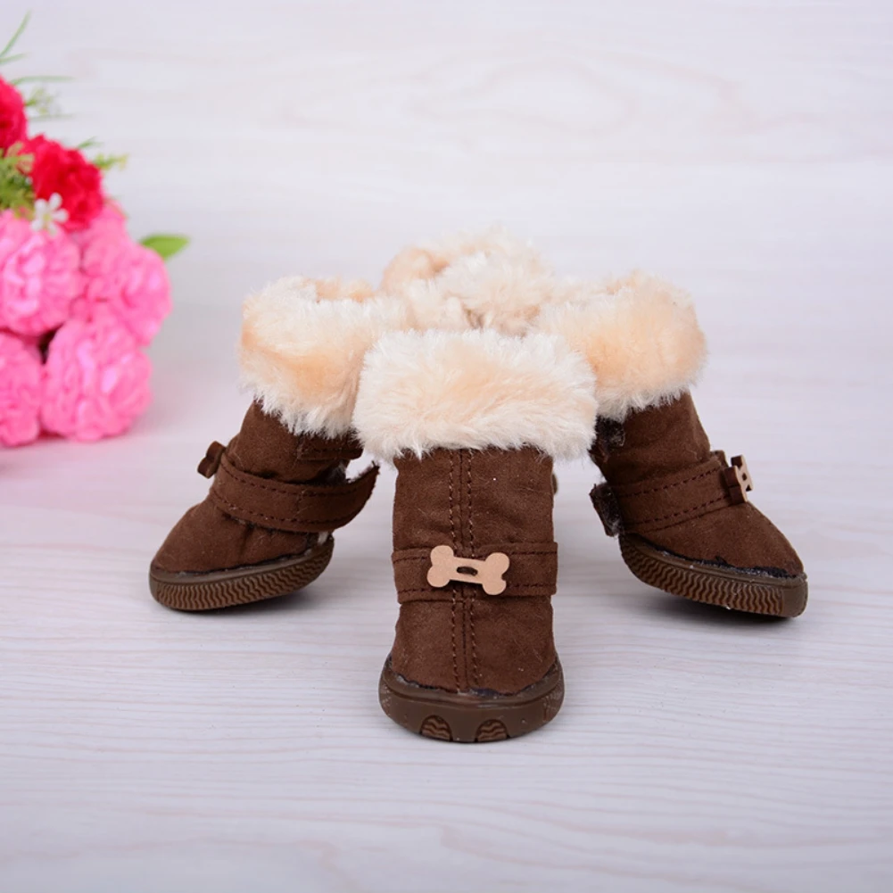 

4pcs Warm Pet Dog Cat Shoes Dog Boots Winter Puppy Cat Rain Snow Booties Footwear for Small Dogs Chihuahua Pug