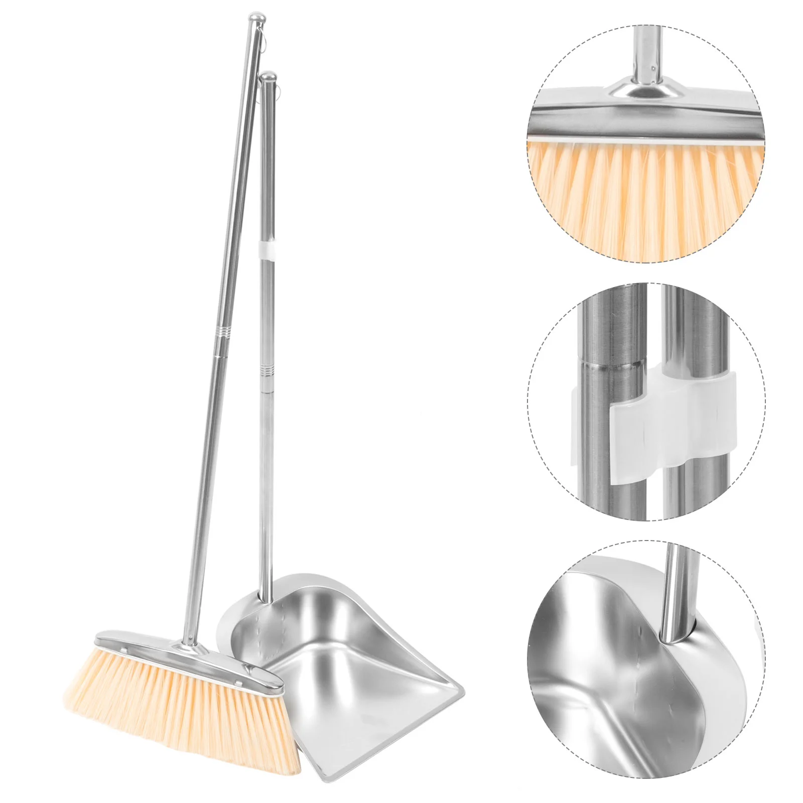 

Convenient Dustpan Kit Broom Brush Suite College Dorm Essentials Office Stainless Steel Home Goods