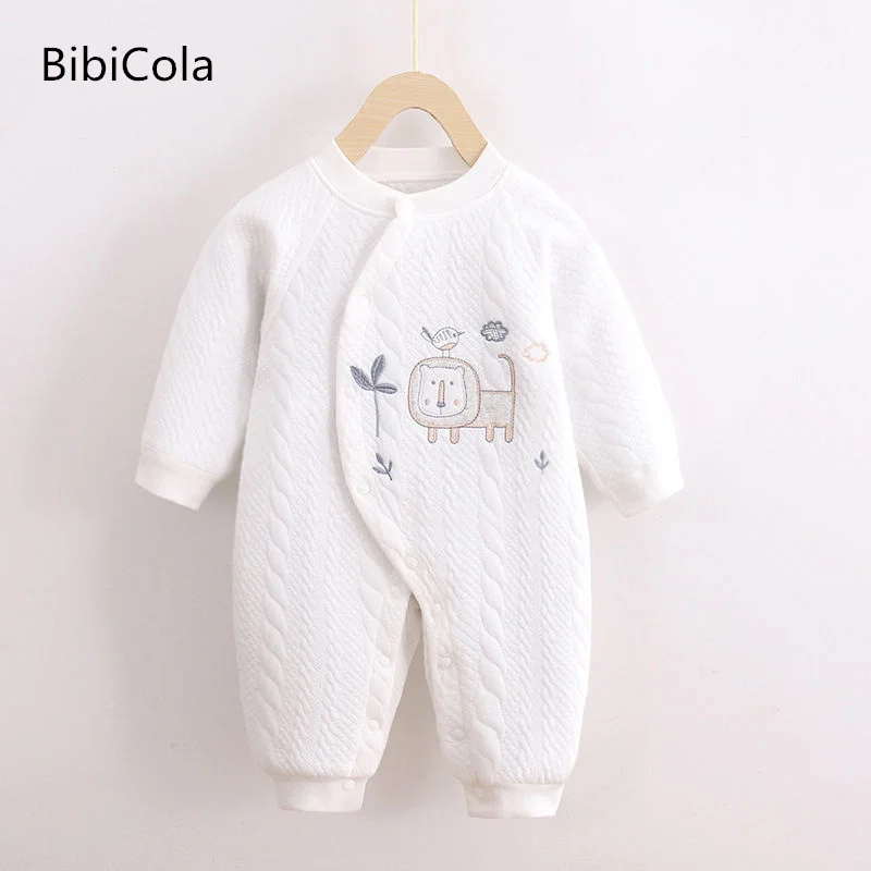 

Одежда для новорожденных, цельное термобелье из чистого хлопка для малышей, утепленный детский комбинезон, осенне-зимняя одежда