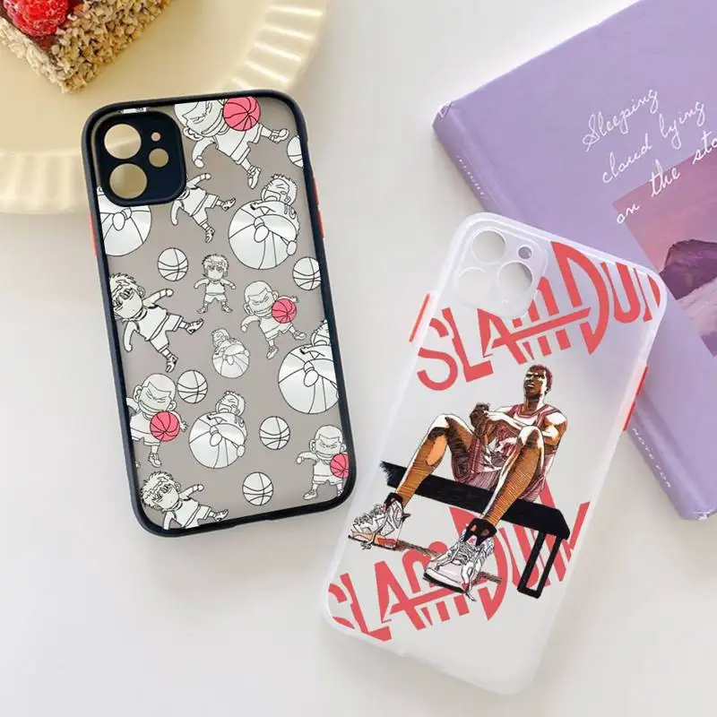 

Cute Cartoon Slam Dunk Phone Case for iPhone X XR XS 7 8 Plus 11 12 13 pro MAX 13mini Translucent Matte Case