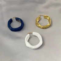 irregular twisted stud earrings european and american design brass drop glaze trendy simple circle earrings
