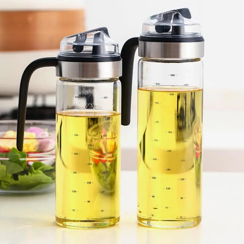 

Large Olive Oil Dispenser Bottle Leak-proof Glass Oil Bottle Automatic Opening And Closing Oil Bottle Vinegar Pot BBQ Cookware