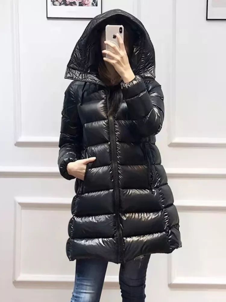 2022NEW 2022 Down Jacket Women's Fashion Casual A-Line Shaped Cape Hooded Long Puffer Coat 90% Duck Down Parkas Female Outwe