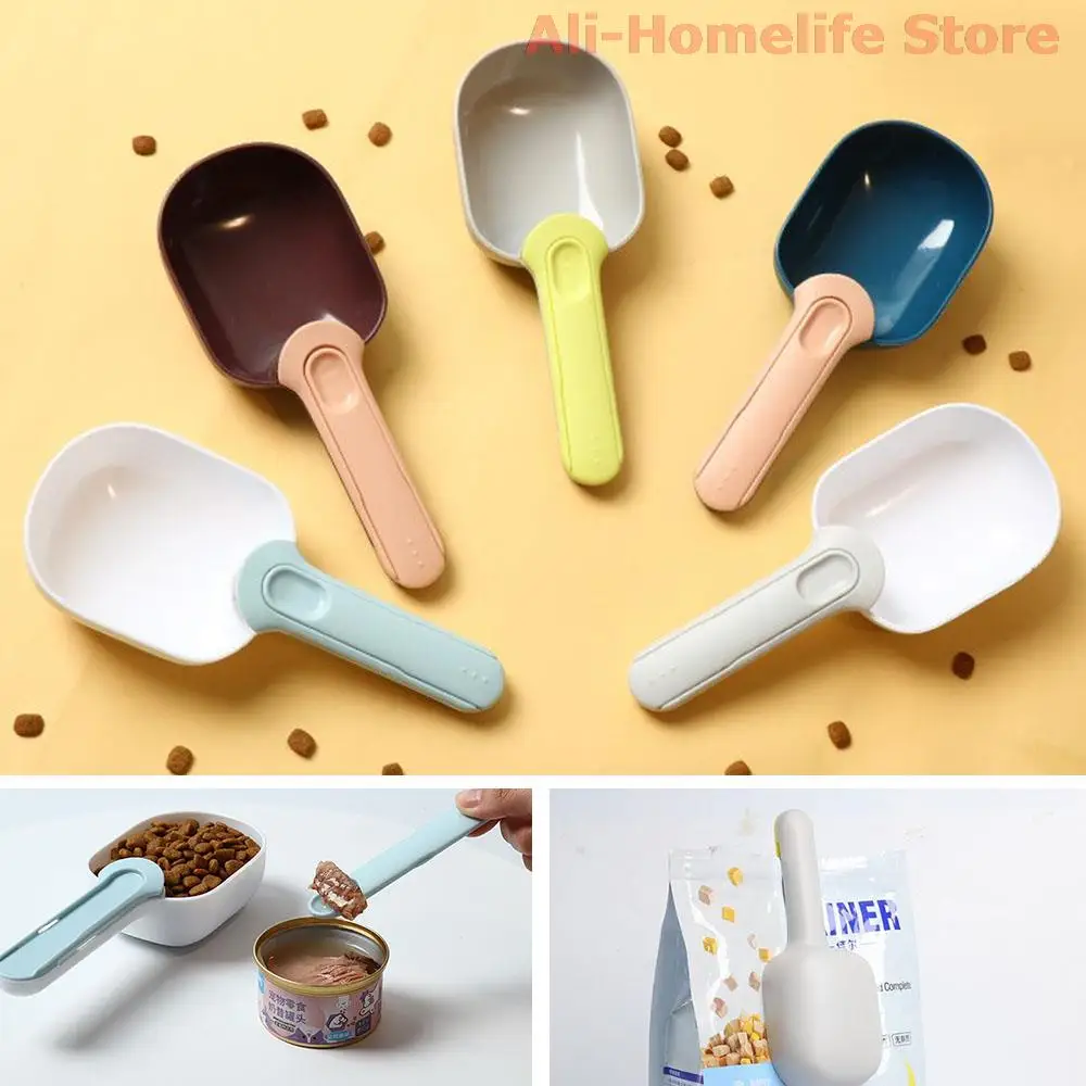 

Pet Feeding Scoop Spoons With Sealed Bag Clip Multifunctional Plastic Dog Food Shovel Portable Pet Feeders Puppy Kitten Supplies