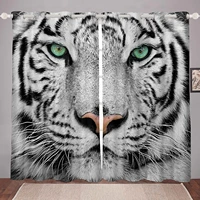 white tiger curtains wild animal pattern window curtain panels for kids adult wildlife style blackout drapes 3d safari cat print