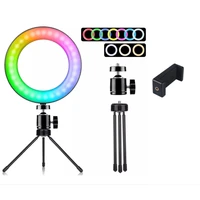 ring light colorful rgb 16cm tripod table illuminator led light with clip for mobile phone