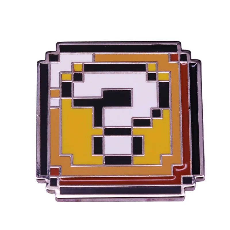 

Game Super Mario Bros Cartoon Brooches Mario Pixel Question Mark Badge Anime Figures Creative Sweater Brooches Kids Adults Gifts