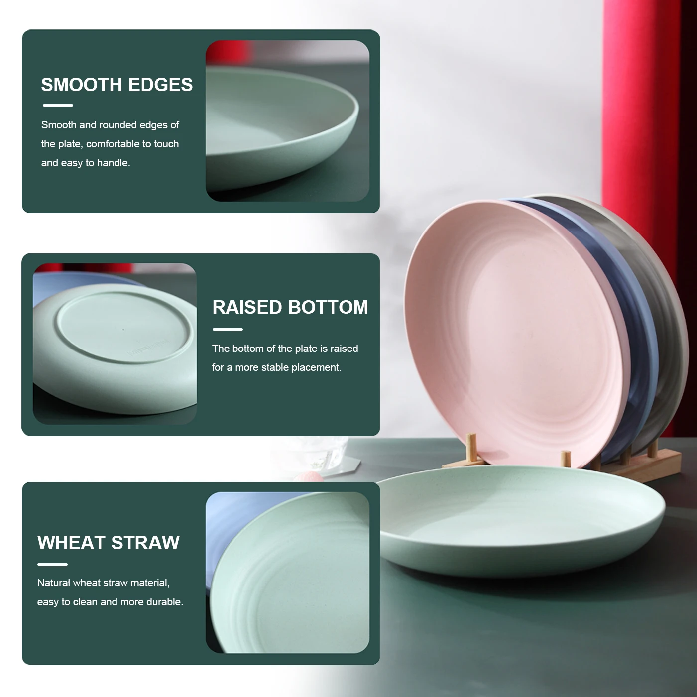 4 шт. пластины из пшеничной соломы многоразовая пластина небьющаяся кухонная