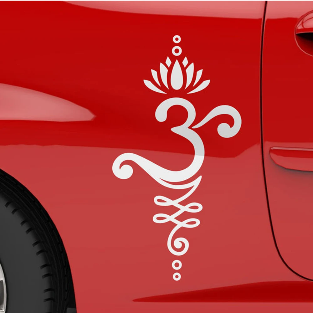 

Car bumper sticker "Unalome Om" Religeous Auto Body Decal symbolizes enlightenment Car Stickers