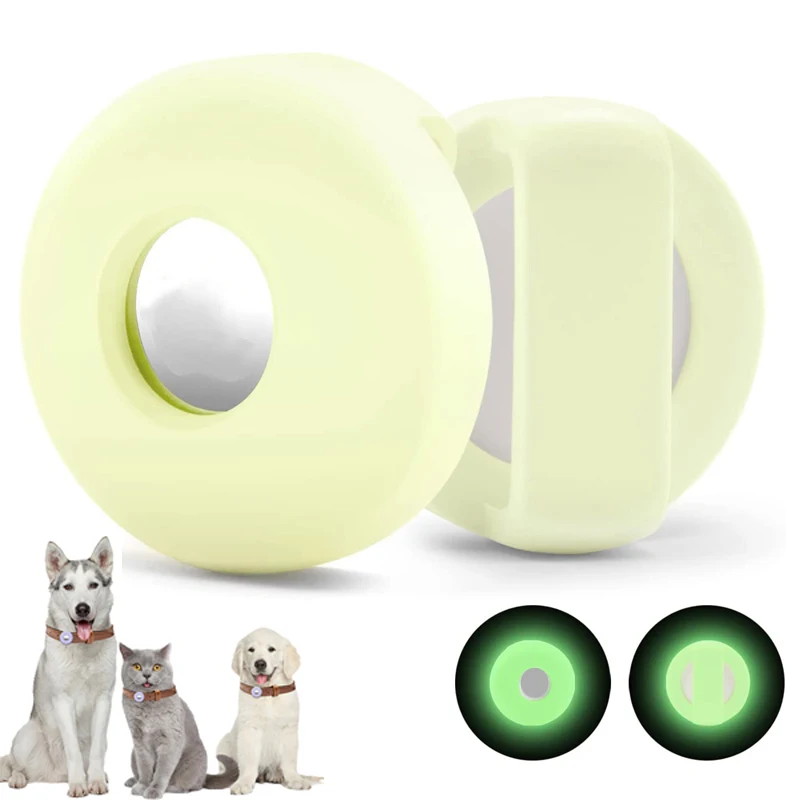 Luminous Silicone Case For Airtag Protective Cover Stick to Pet Collar Cat Dog Locator Tracker Sleeve For Apple Air Tag Airtags
