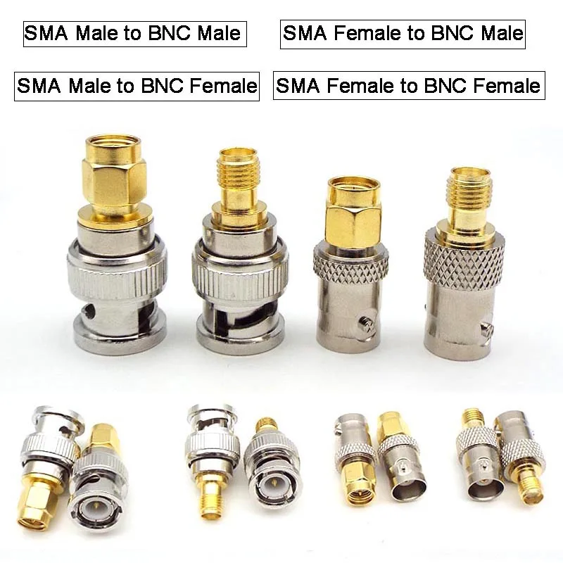

2pcs SMA BNC Male Female Adapter SMA Male Female to BNC Male Female Antenna Adapter Plug Socket Coax Coaxial Cable Connector