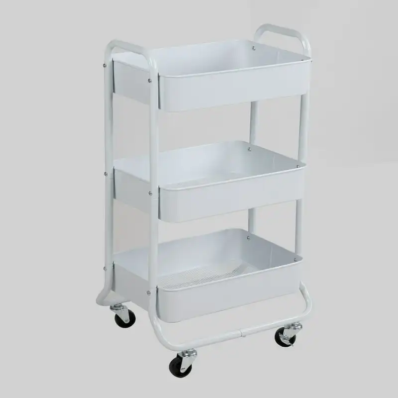 

Tier Metal Utility Cart Arctic White, Easy Rolling, Powder Coating, Metal Structure Serving tongs Cute kitchen supplies кух