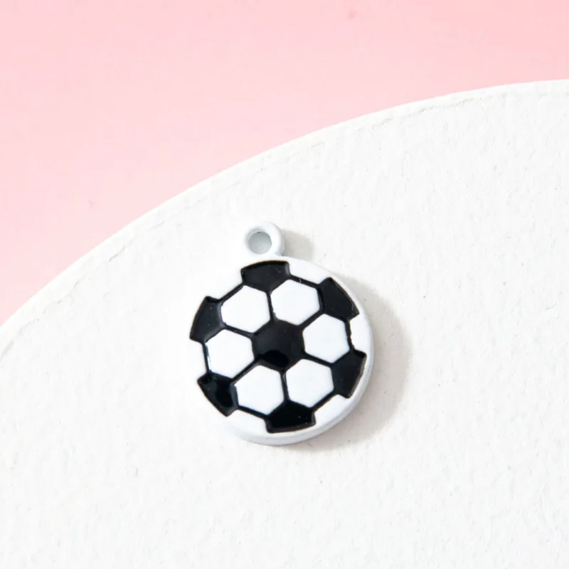 10 шт./лот 12*15 мм спортивные эмалевые Подвески в виде футбольного мяча подвески