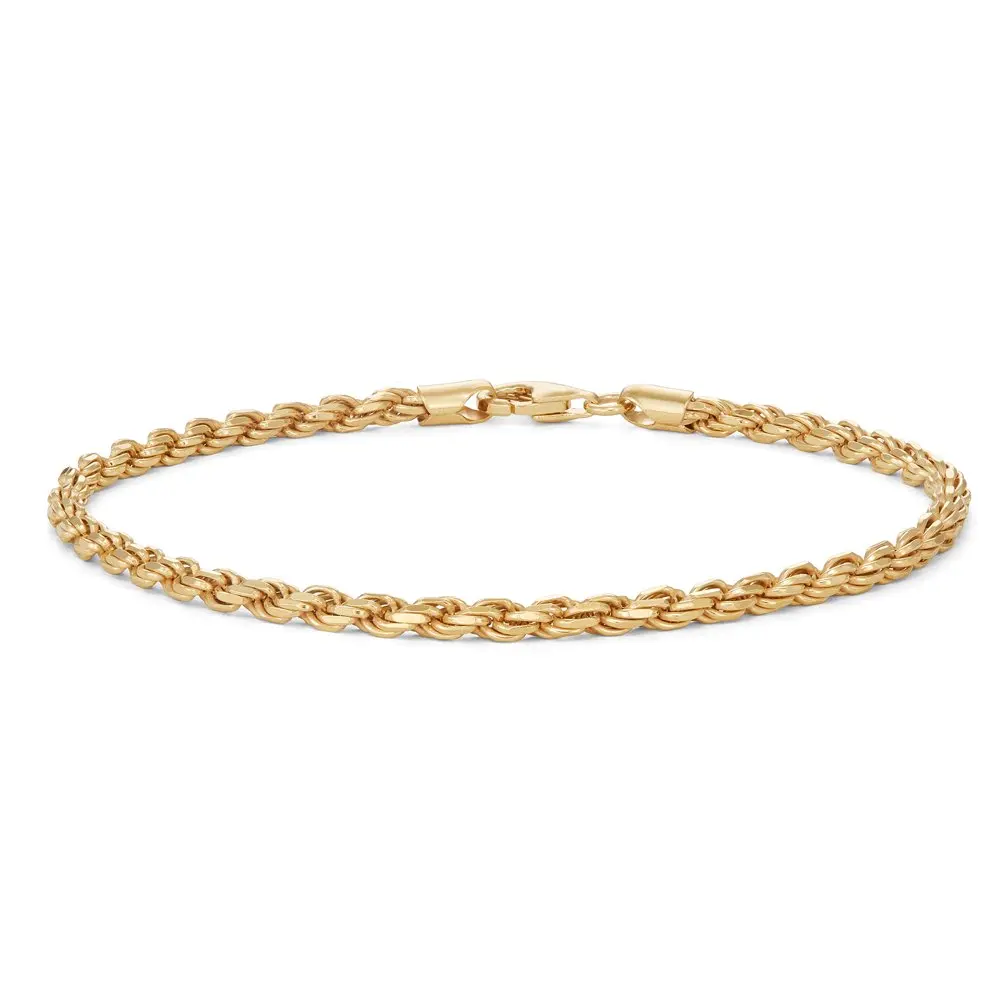 

14K Gold Plated Silver Men's 8.5" Rope Chain Bracelet