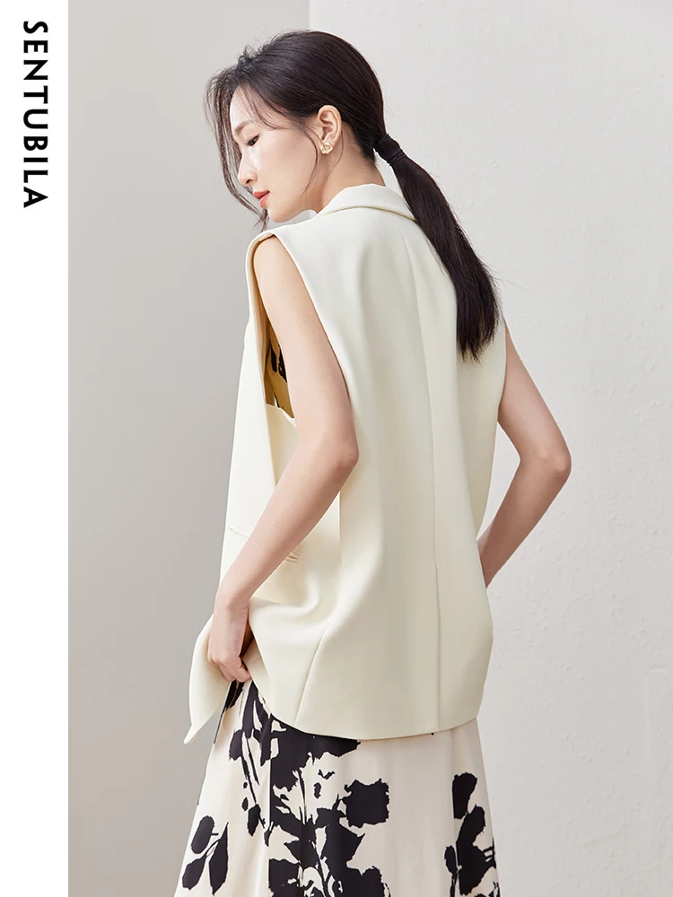 Женский блейзер без рукавов с прямым вырезом