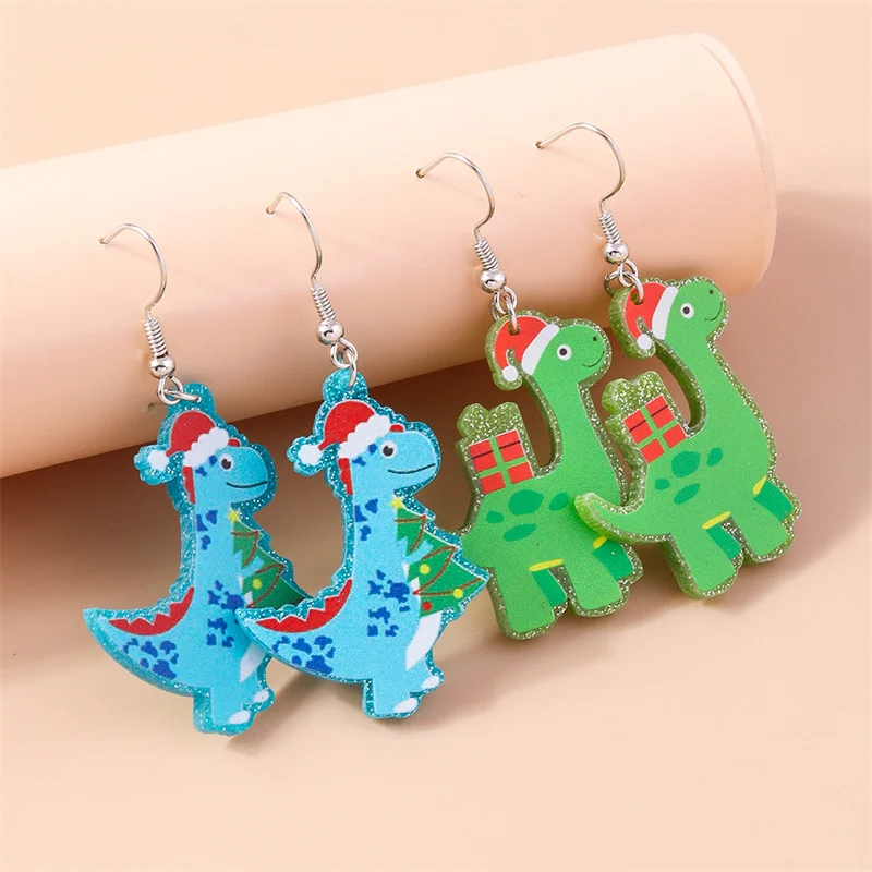 

Cartoon Dinosaur Drop Earrings for Women Colorful Animal Dangle Hooks Earrings Girls Party Holiday Jewelry Gifts