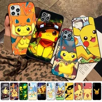 bandai pikachu pokemon phone case for iphone 11 12 13 mini pro xs max 8 7 6 6s plus x 5s se 2020 xr case