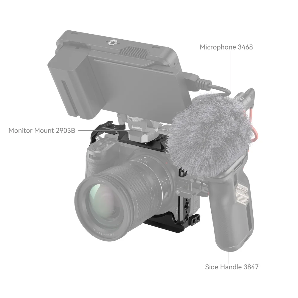 Полная клетка для камеры SmallRig Nikon Z5/Z6/Z7/Z6II/Z7II установка с холодным башмаком NATO Rail
