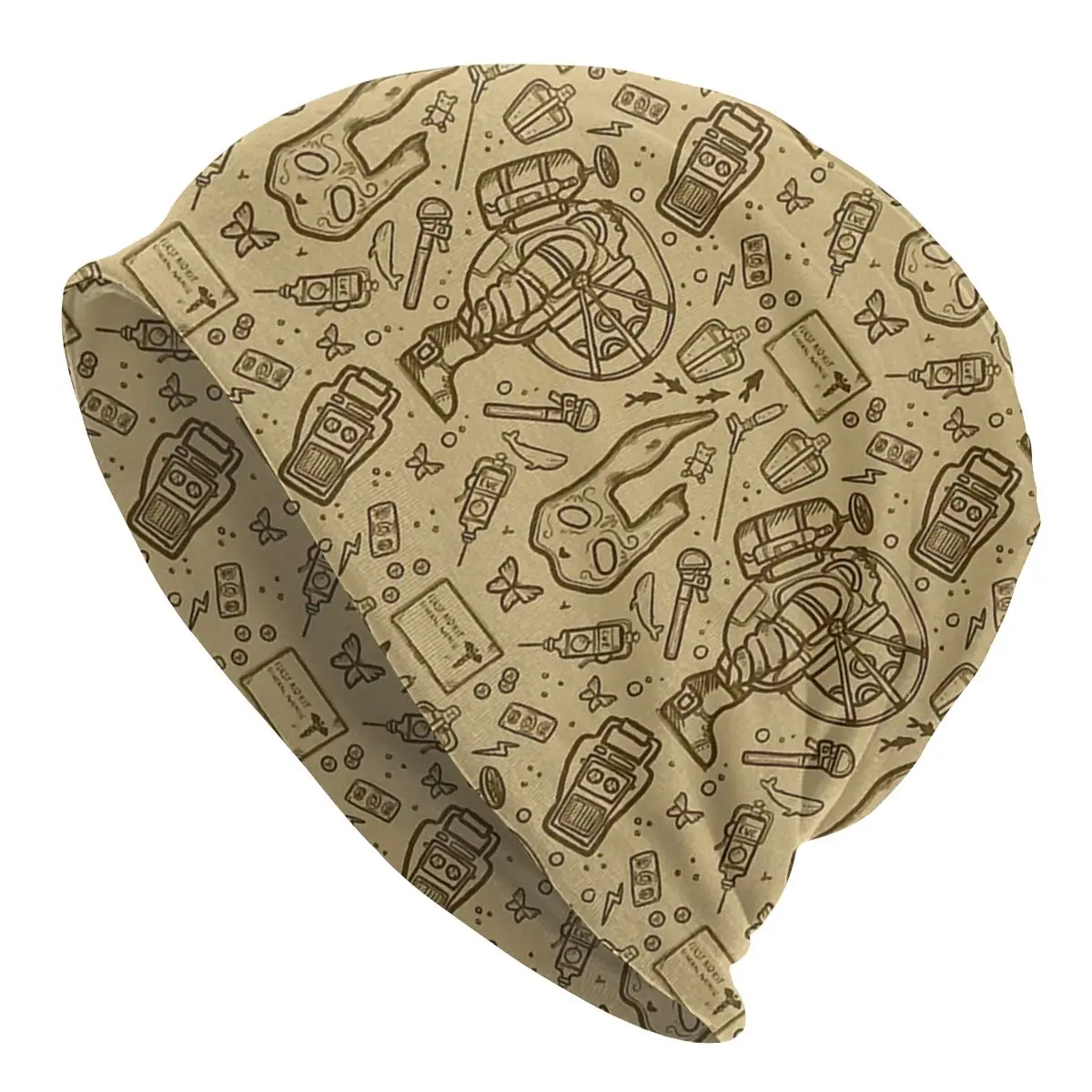 

Rapture Items Pattern Vintage Bioshock Unisex Bonnet Winter Hip Hop Double Layer Thin Hats For Men Women