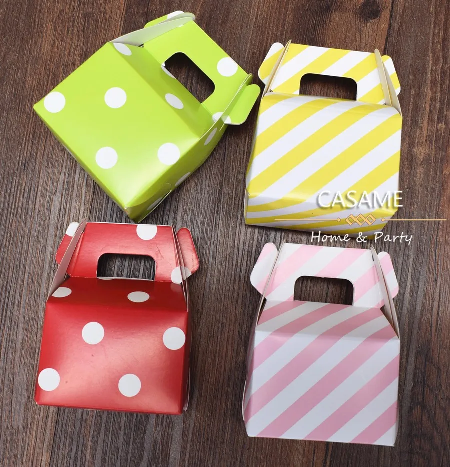 For Children Diy Candy Box Polka Dots Babyshower Party Mixed Colour Handle
