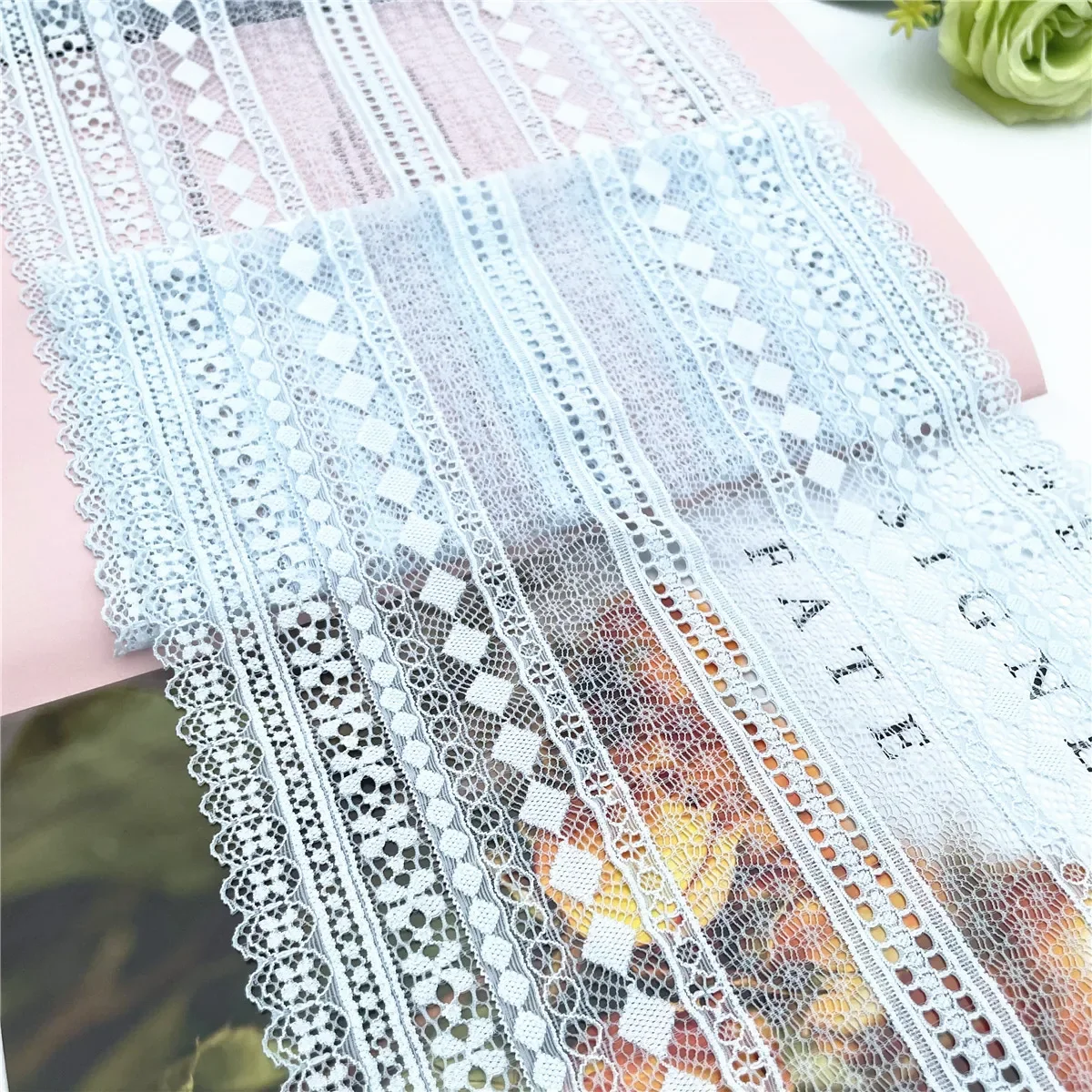

3y/lot Width 22.50cm Blue Elastic Stretch Lace Trim Skirt Hem Underwear Sewing Craft DIY Apparel Fabrics Lace Lingerie