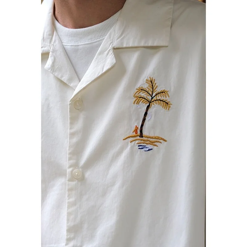 High Street Vintage Embroidery Button Up Shirt Men Women Cute Beach Hawaiian White Blouse 2022 Summer Loose Casual Harajuku Tops