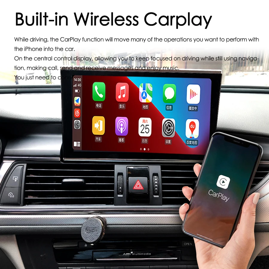 Автомобильный радиоприемник с телескопическим экраном 2Din Android 11 для Audi A6 A7 C7 2009-2017