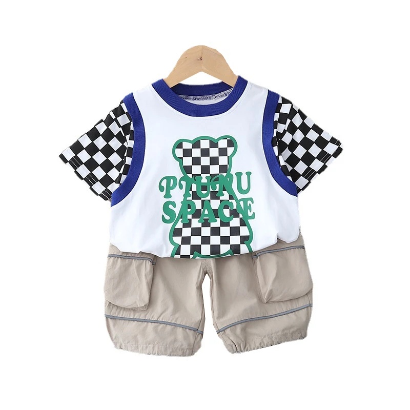 

2 шт./компл., хлопковая футболка и шорты для мальчиков и девочек