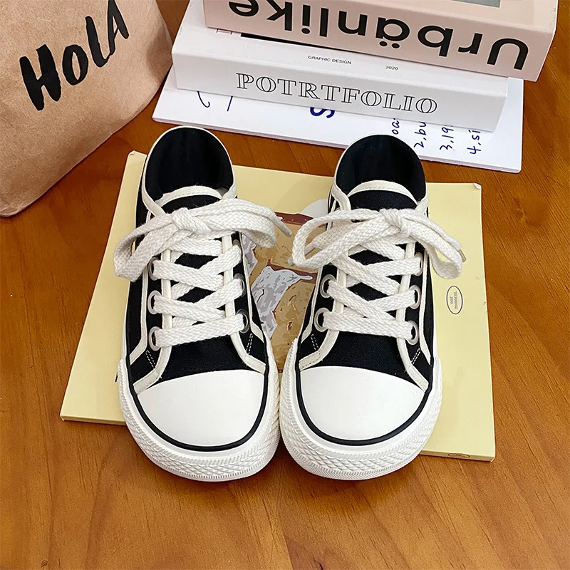 Ugly and Cute Big Head Canvas Shoes for Women in 2023 Summer Inns: A Small Group Retro Two Wear Mango Shoes Casual Board Shoes