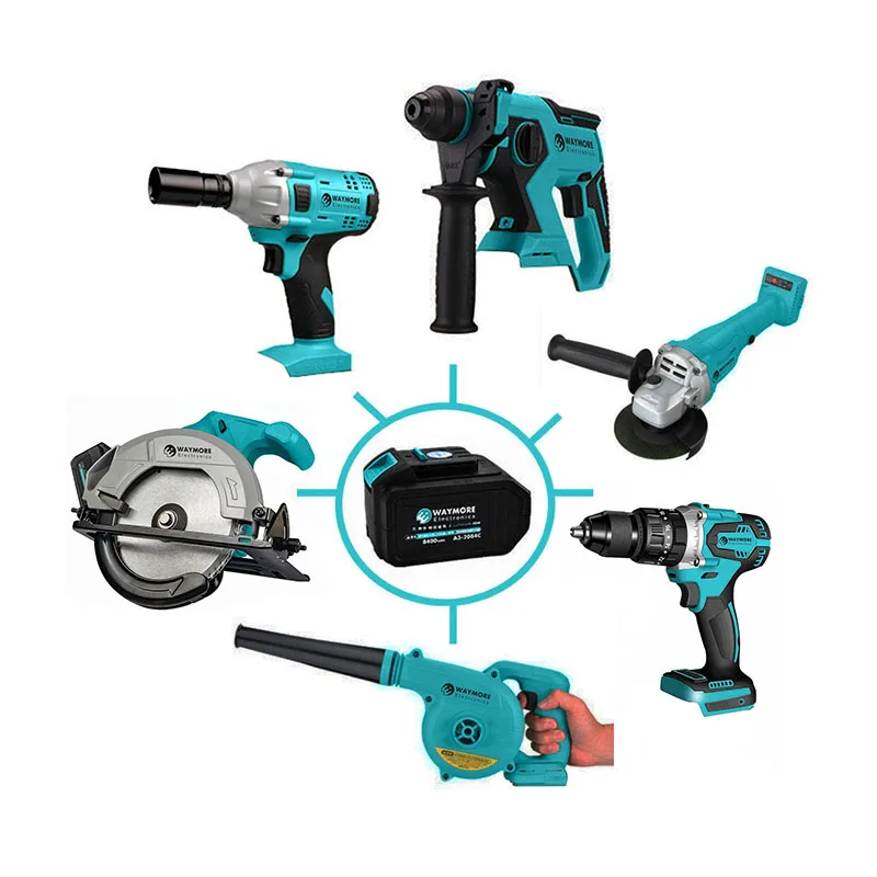 

Electric Hammer Electric Angle Grinder Electric Air Blower Light Hammer and Circular Saw 6 Pcs Electric Tools Set