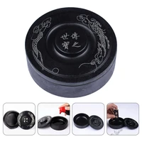 ink grinding stone tray chinese calligraphy inkstone plate 4 inch black chinese duan yan sumi drawing ink well with cover