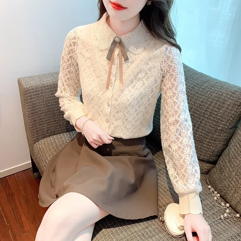 Утолщенный кружевной базовый слой на флисовой подкладке женский зимний топ 2024