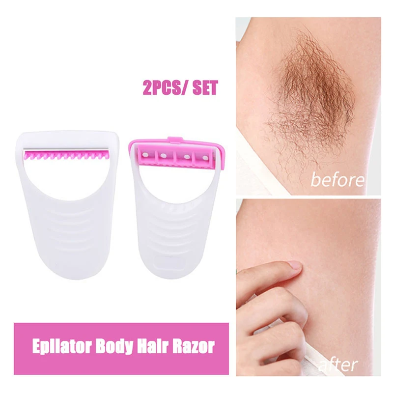 

2PCS/Set Portable And Convenient Razor For Women Shaving Stainless Body Bikini Hair Removal Tool Pink Color Manual Shaver
