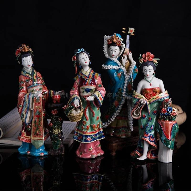 

Chinese Style Classical Lady Art Sculpture Beautiful Women Statue Creative Ceramic Crafts Home Decorations Desktop Office