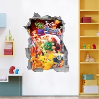 pokemon wall stickers pikachu cartoon animation decoration bedroom childrens room pvc waterproof durable stickers