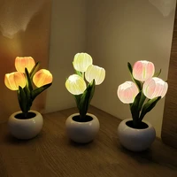led tulip lamp interior decoration table lamp led simulation tulip flowerpot lamp atmosphere night lamp gift potted plant