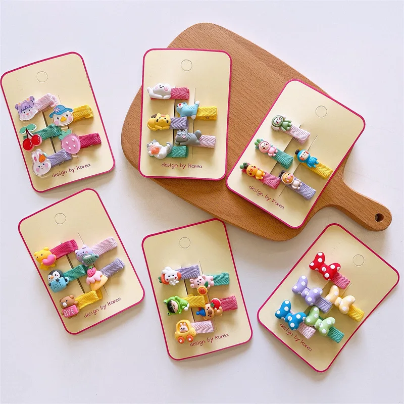 

5 Pcs/set Mini Cute Hairpins for Baby Girls Small Korean Kawaii Cartoon Bow Hair Clip Bang Side Clips Babies Hair Accessories
