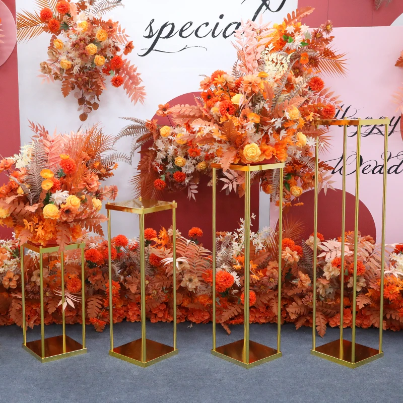 

New thickened Wedding Arch Gold-Plated Geometric Flower Stand Home Decoration Shiny Metal Iron Rectangle Square Frame Backdrop