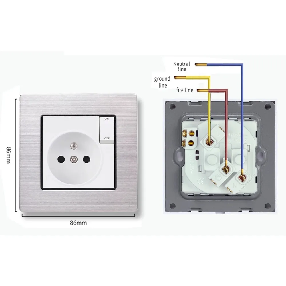 Настенная розетка белая 16А