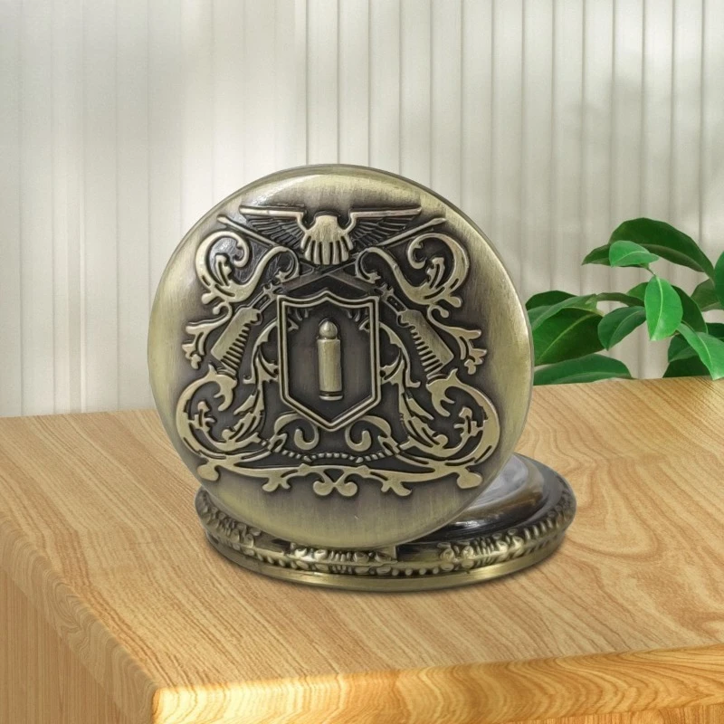 Фото Новый HITMAN REBORN! Изысканные карманные часы Vongola с высокой эстетической ценностью, простые кварцевые часы, креативный подарок с индивидуальным дизайном, флип-кулон. №4